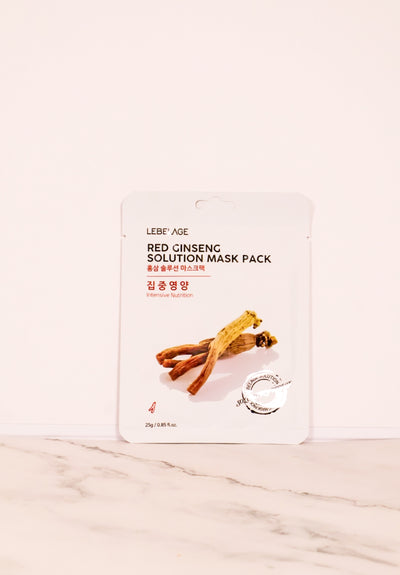 Lebelage Red Ginseng Solution Mask Pack - Mascarilla Nutritiva de Ginseng (10 piezas)