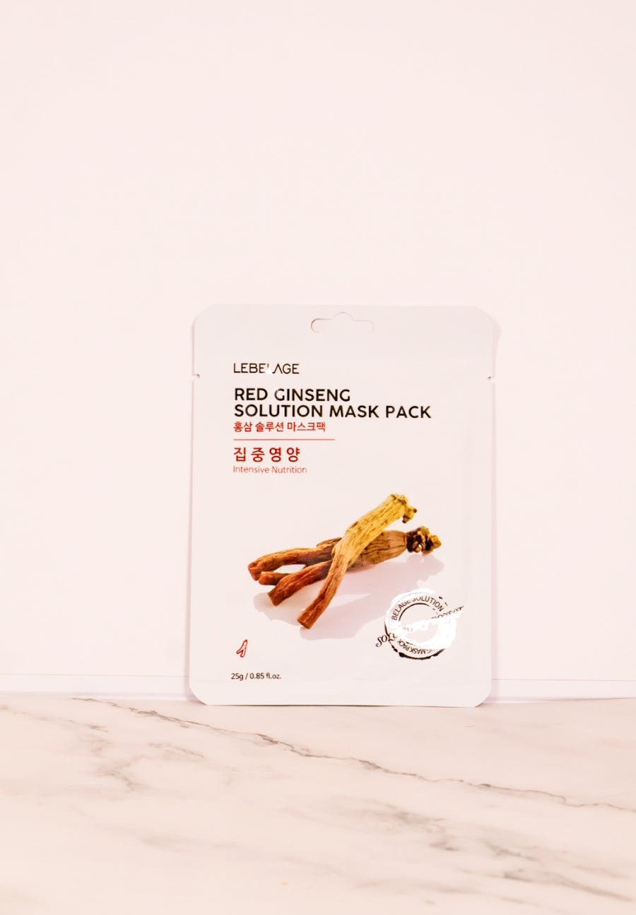 Lebelage Red Ginseng Solution Mask Pack - Mascarilla Nutritiva de Ginseng (10 piezas)