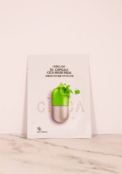 Lebelage Dr. Capsule Cica Mask Pack - Mascarilla Calmante de Centella (10 piezas)