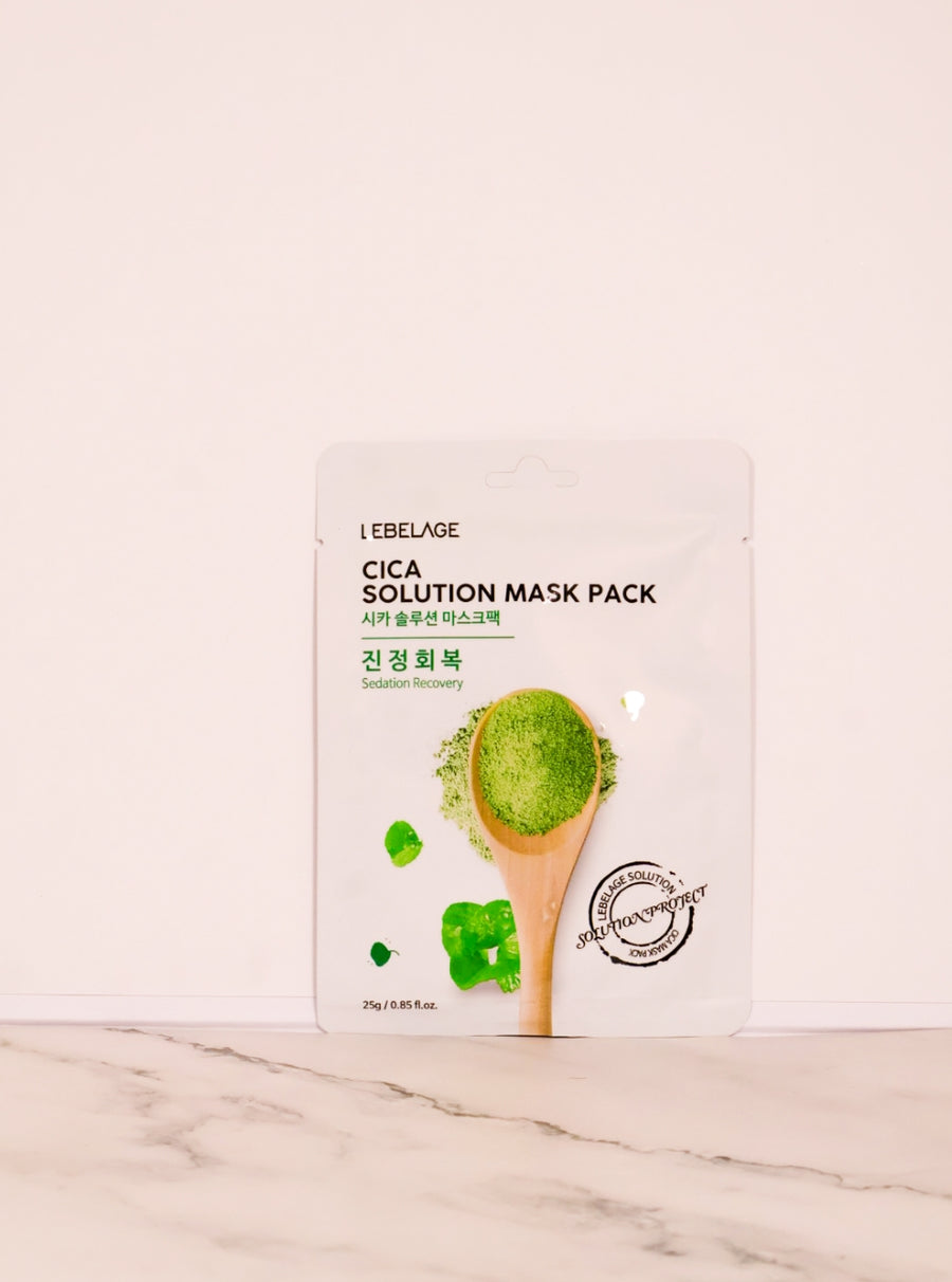 Lebelage Cica Solution Mask Pack - Mascarilla Calmante de Centella (10 piezas)