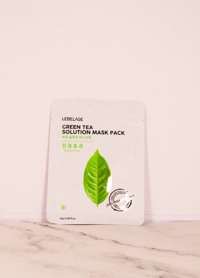 Lebelage Green Tea Solution Mask Pack - Mascarilla Purificante de Te Verde (10 piezas)