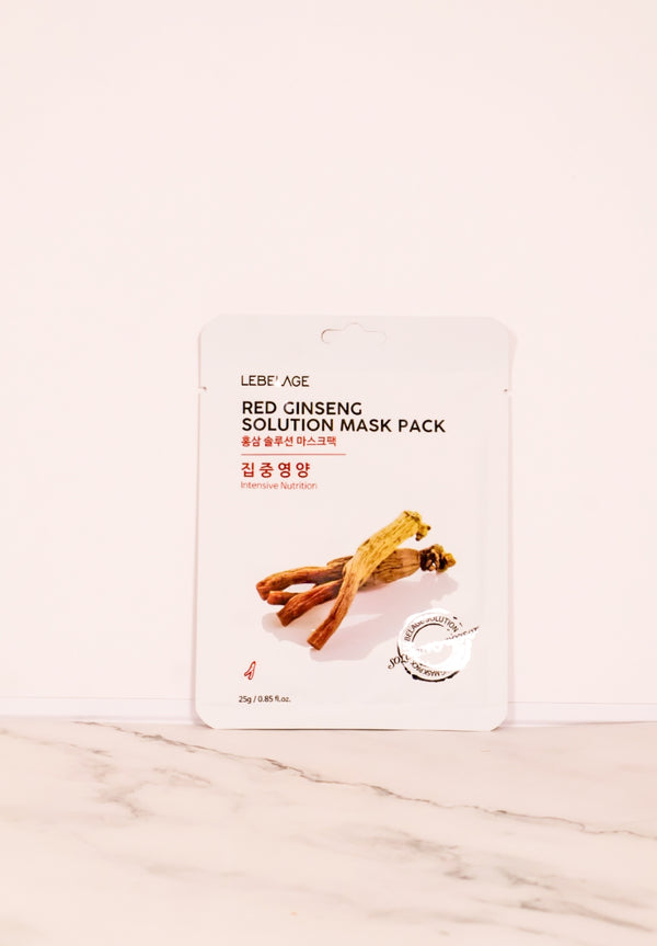 Lebelage Red Ginseng Solution Mask Pack - Mascarilla Nutritiva de Ginseng (10 piezas)